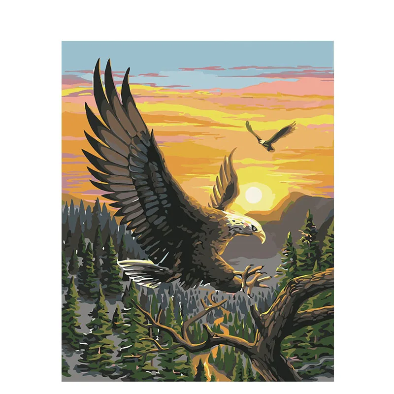 

SELILALI Painting By Numbers Sunset And Eagles Animal Oil Painting Pictures By Number For Adults Oil Painting Home Decorati