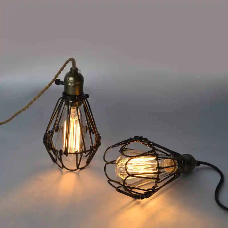 

Loft Retro Style Iron Iron Cage Industry Small Restaurant Bar Coffee Hall Chandelier luminaria