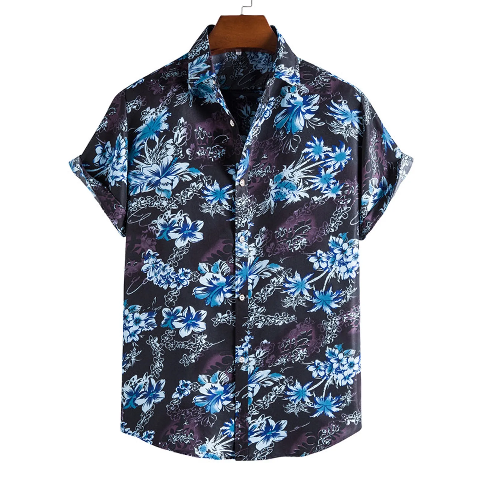 

Men Hawaiian Shirt Floral Printed Button Shirts Casual Short Sleeve Lapel Streetwear Single-breasted Stylish Men Clothing Camisa