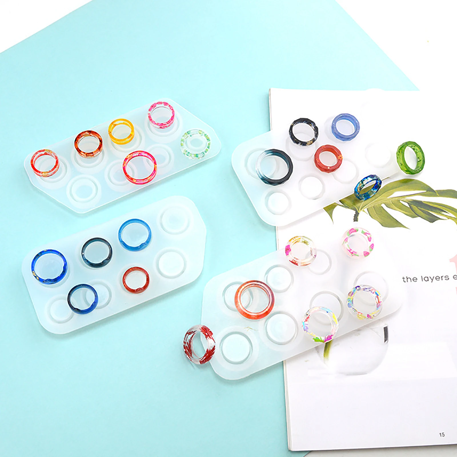 

3 PCs/Set Silicone Resin Mold For Jewelry Making Finger Ring White DIY Self-Made Handmade Crafts Decoration 15x7.4cm 13.5x6.7cm