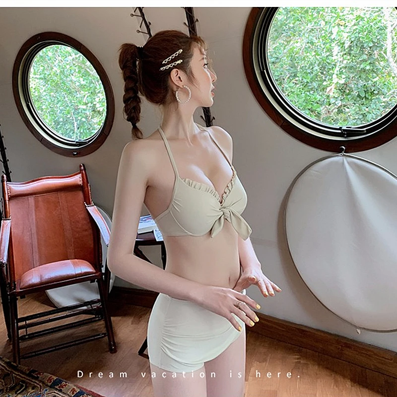 GLAUKE бикини костюм из трех предметов скрывает живот выглядит тонким