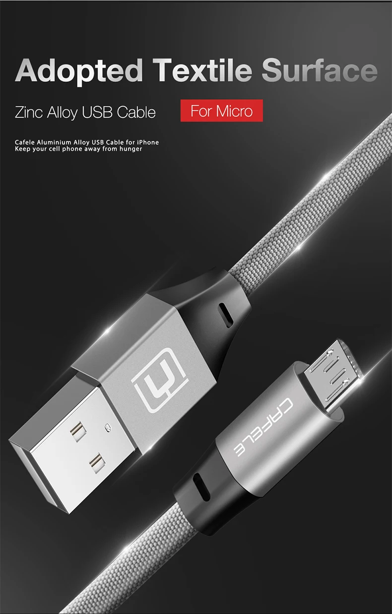Cafele Micro USB кабель для Xiaomi samsung huawei LG быстрое зарядное устройство сплав Разъем для Android мобильного телефона usb зарядный шнур