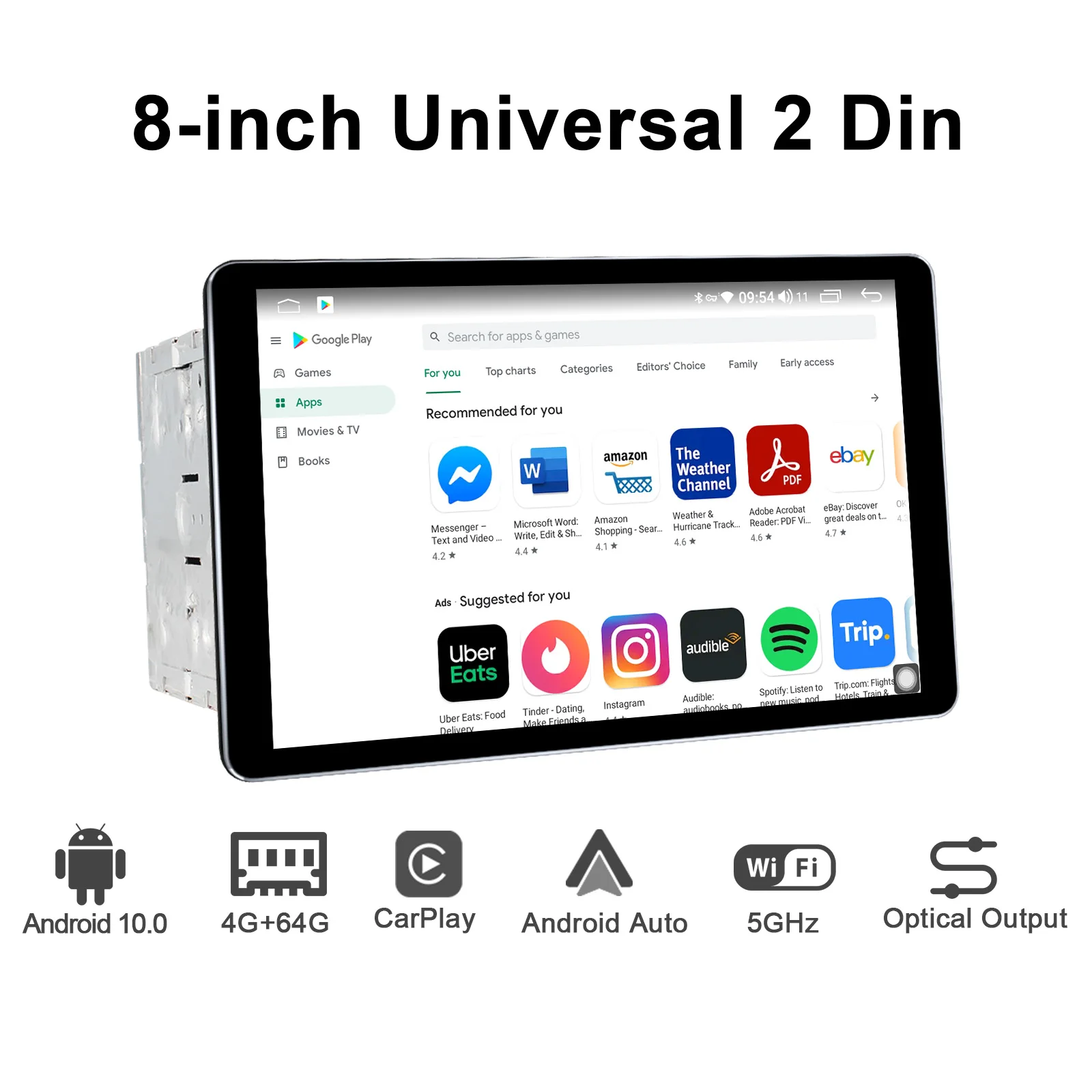 구매 신제품 8 인치 1280*800 IPS 안 드 로이드 10 자동차 라디오 스테레오 2 Din 유니버설 Autoradio 헤드 유닛 멀티미디어 무선 Carplay GPS