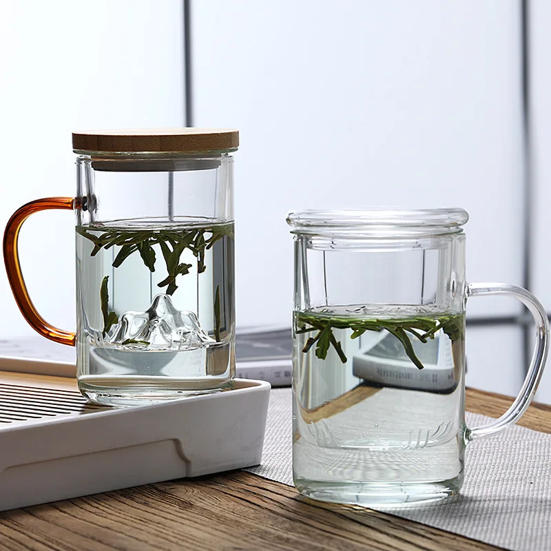 Стеклянная чайная кружка в китайском стиле с крышкой и фильтром кофейные чашки