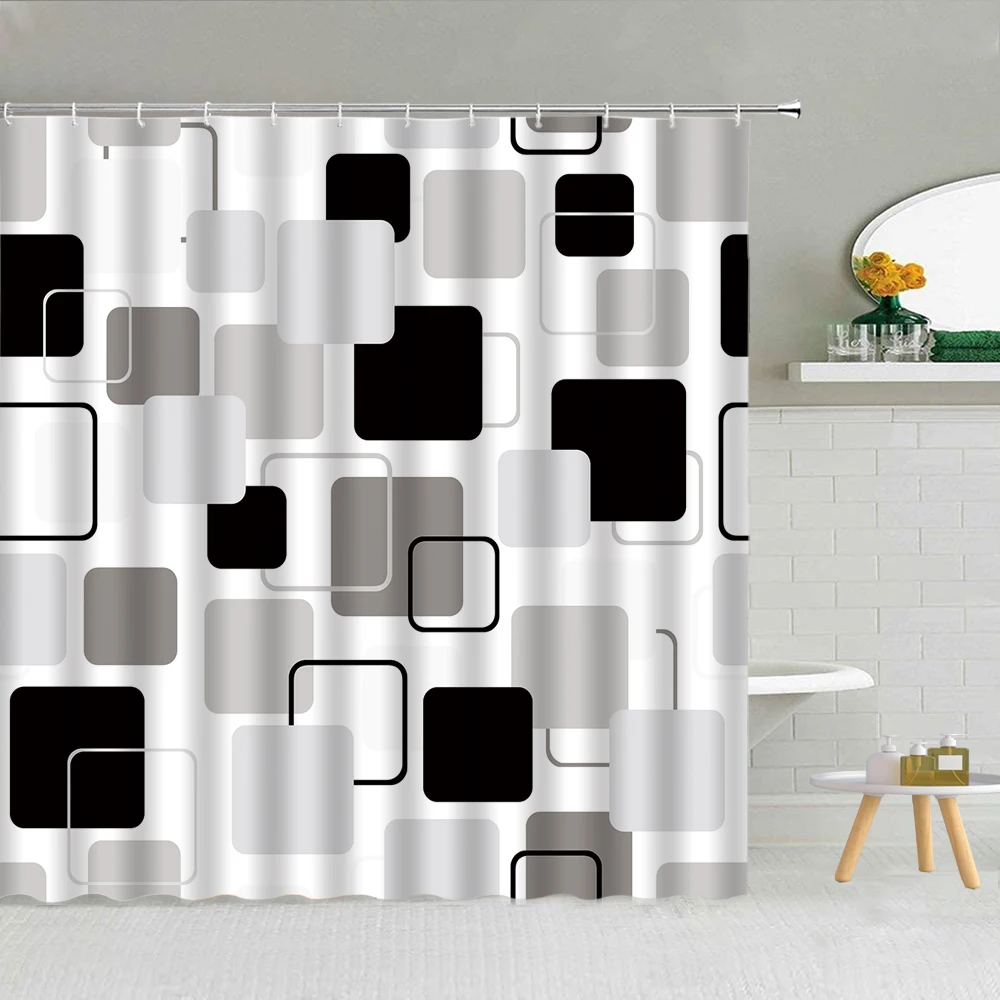 

3D Geometric Shower Curtain Creative Bohemian Pattern Mandala Floral Stripes Fabric Bathroom Supplies Cloth Curtains Decoration