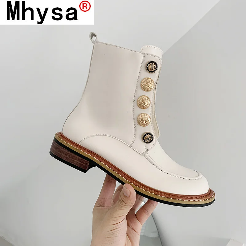 

2021 Autumn Fashion New Platform Women's Ankle Boots Motorcycle Zipper Square Buckle Bead Shoes Chelsea Women's Short Boots