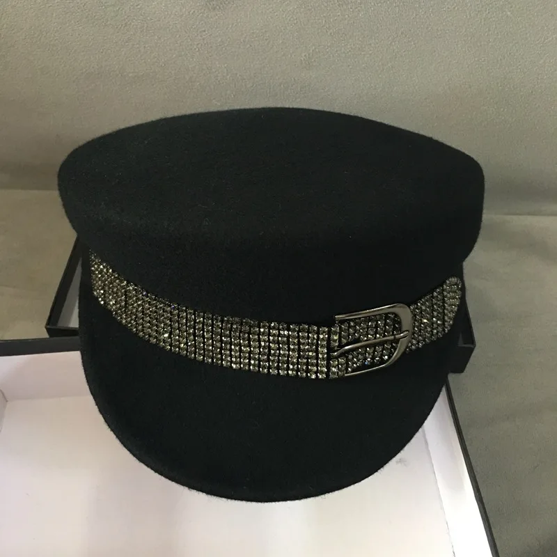 Новая модная женская черная фетровая зимняя шапка для взрослых шерстяная с