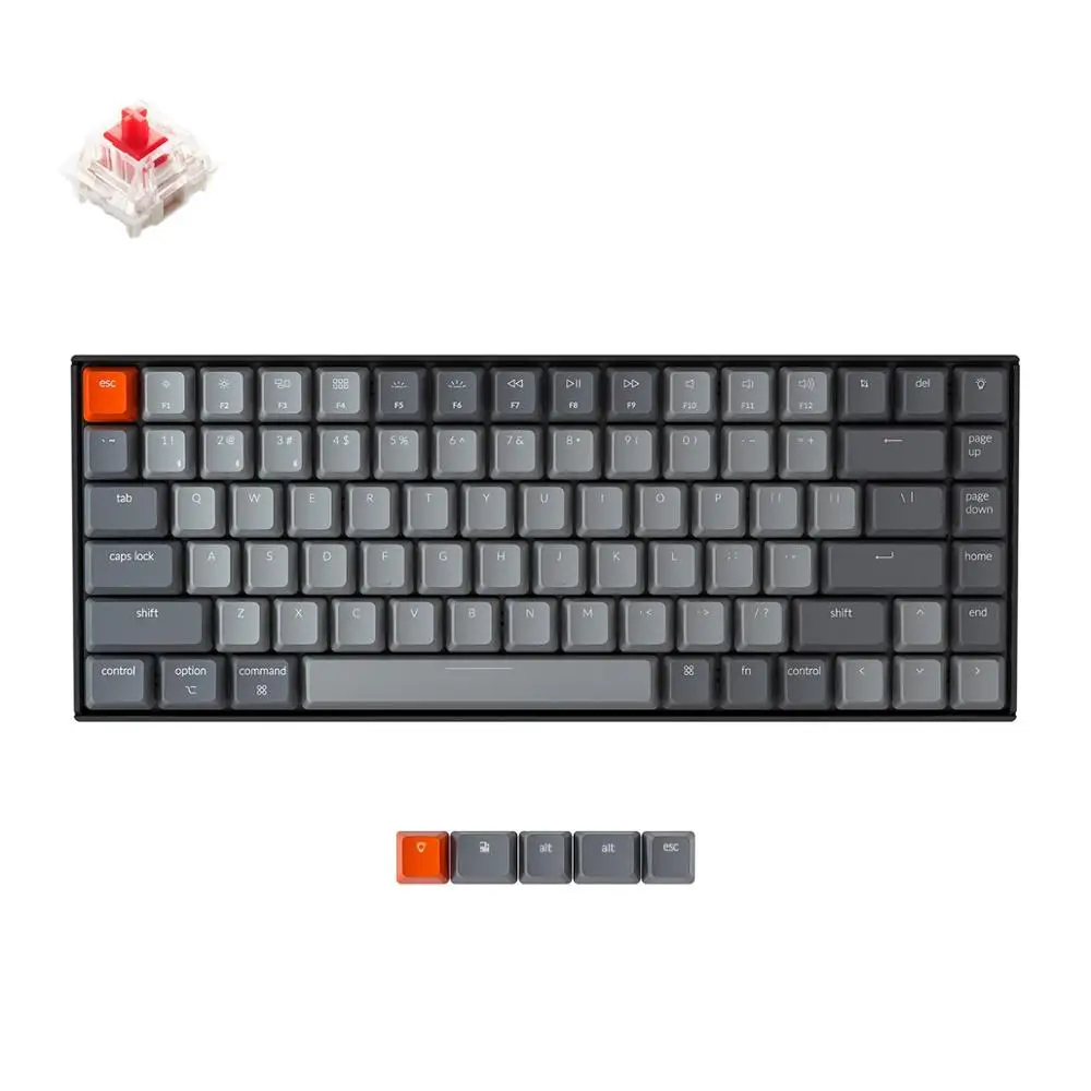 

Keychron k2 to v2 bluetooth mechanical keyboard with switch red / white led backlit 84 wireless keyboard key for mac windows