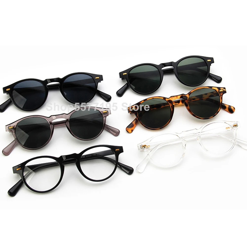 

Round Clear Frame sunglasses Gregory Peck Brand Designer Men Women Sunglass Retro Gafas Oculos 2022 New Fashion