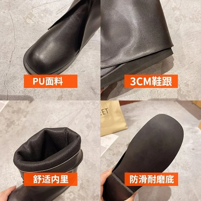 Novelty Women Boots Mid Calf Boots Low Heel Boots Slip on Shoes Autumn Winter Retro British Style Female Boots Botas De Mujer