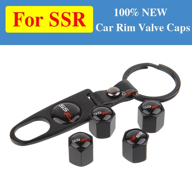 

4pcs Leather Keychain Valve Caps Covers for SSR Emblem Car Accessory for Lanos Orlando Captiva Lacetti Aveo Niva Cruze