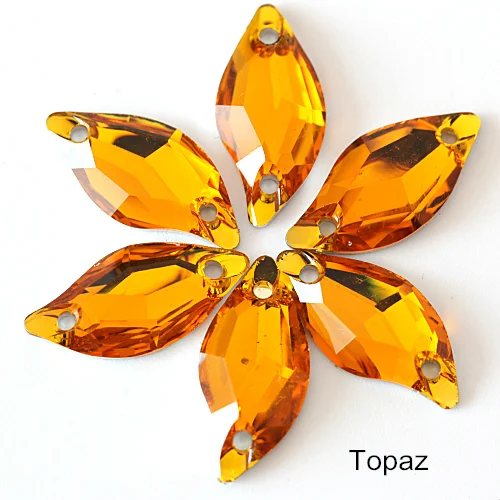 Topaz 50 шт./упак. 9x20 мм лист Форма с украшением в виде кристаллов смолы пришить Стразы пришивные стразы швейные стразы s для свадебное платье B3151 - Цвет: Topaz