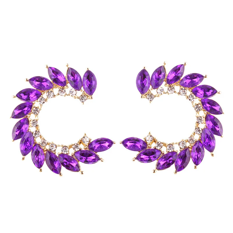 purple LUBOV, 8 цветов, дизайн, серьги-гвоздики с кристаллами, модные женские массивные серьги для девушек, вечерние, простые серьги, ювелирное изделие - Окраска металла: purple