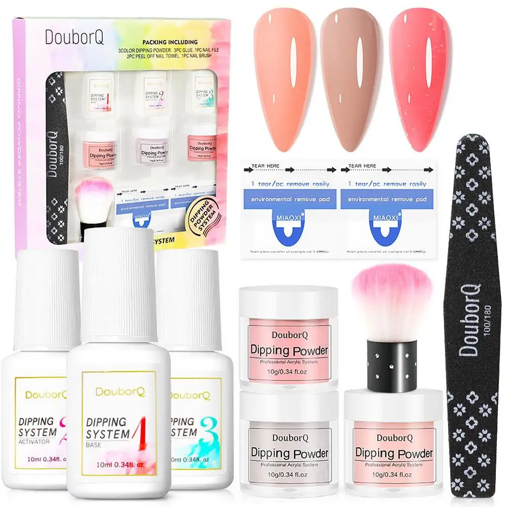 

Dipping Nail Powders Set Nude Series Dip Nail Art Glitter Powder Natural Dry Dippping System Powder Decor Primer Seal Layer