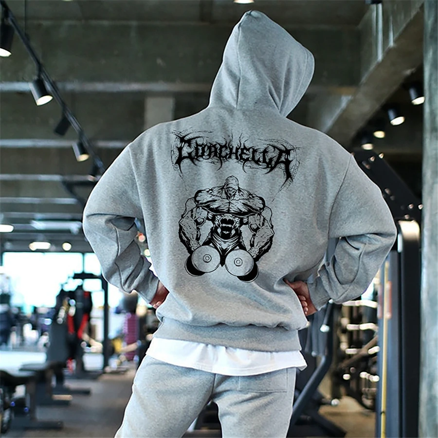 

2021 Men's Winter Gyms Cotton Hoodie Fitness Bodybuilding Sweatshirt Jacket High Kangaroo Pockets Quality brand Hoodie Clothing