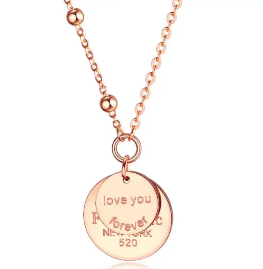 N1578 Девушка розовое золото нержавеющая сталь ключицы цепи ожерелье я люблю тебя