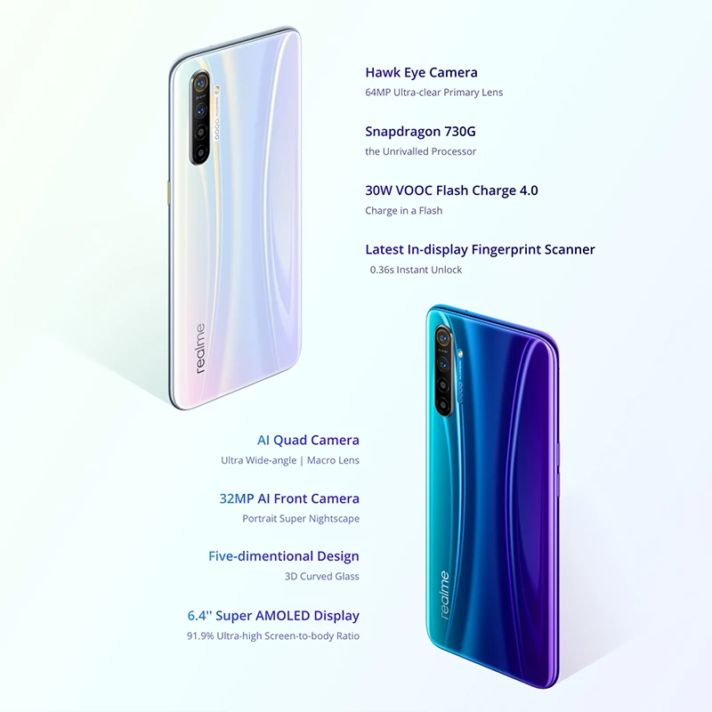 Realme X2 6 4 &quotAMOLED Смартфон Snapdragon 730G 8 ГБ 128 Гб мобильный телефон 64 мп Al камера 30 Вт