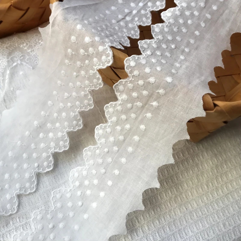 

14Yard White Cotton cloth lace Embroidery lace trims lace fabric ribbon handmade DIY garment sewing hemline clothing accessories