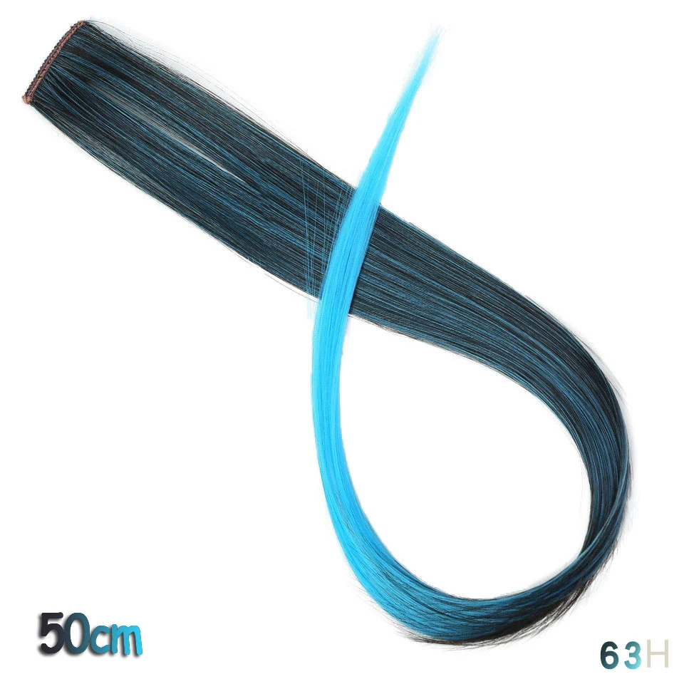 WTB 38 цветов, 50 см, длинные прямые термостойкие синтетические накладные волосы, 1 клипса в одном куске, розовые, синие, Омбре волосы - Цвет: 33J #