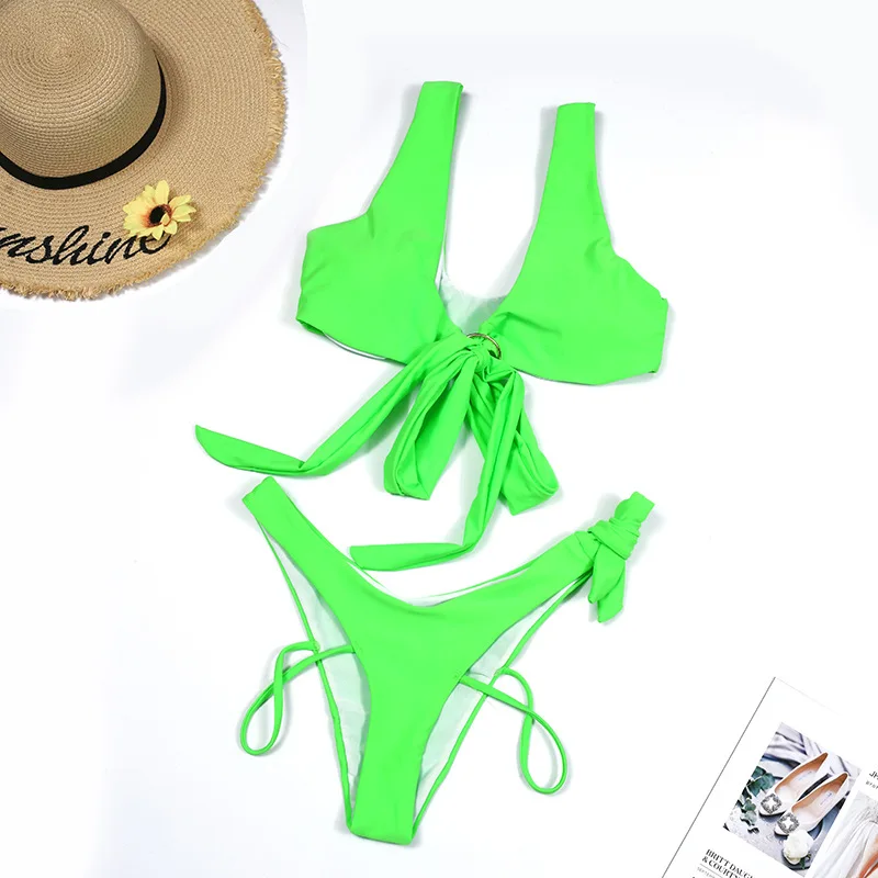 

2021 Hot Style Printed Thong Three-Point Bikini Women's Split Swimsuit