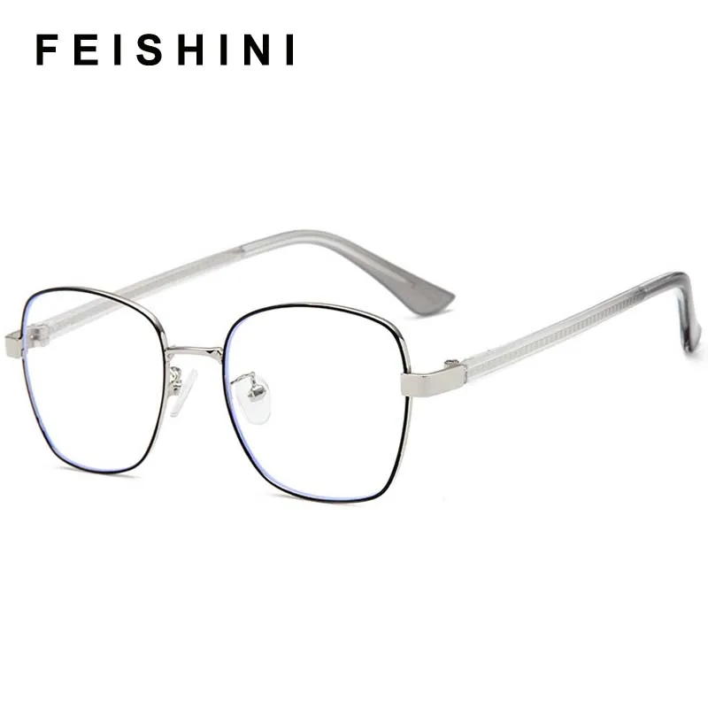 

Feishini 2020 Anti Blue Light Glasses Frame Optical Blocking Filter Reduces Eyewear Metal Clear Computer Glasses Women