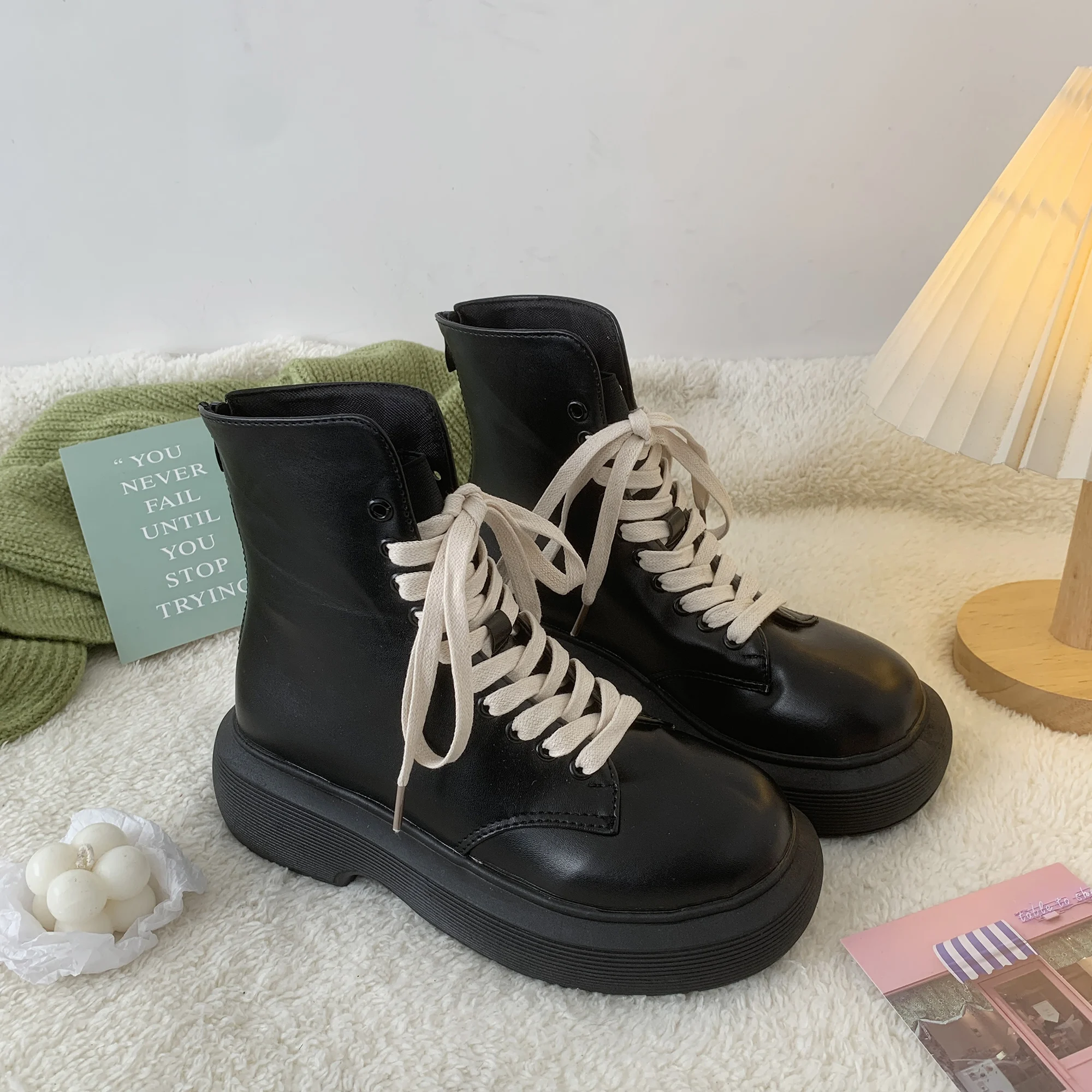 

Женские ботинки, осенняя женская обувь с круглым носком, женские роскошные Дизайнерские ботильоны на шнуровке, Дамская обувь в стиле "Лолит...