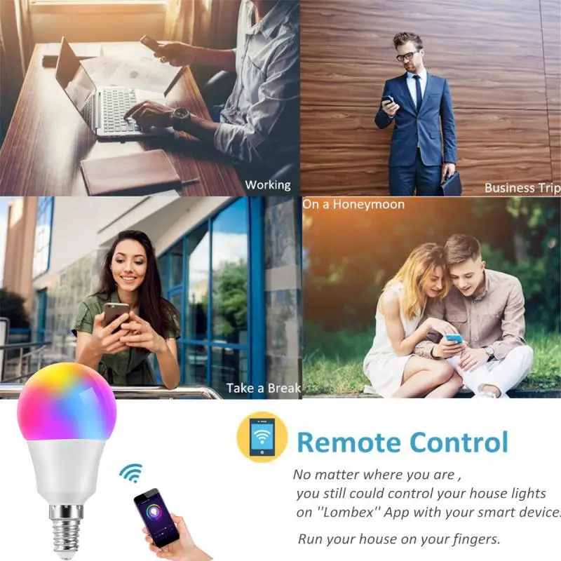 

6W E14 Smart Home RGB Energy LED Bulbs Smart Light WiFi Voice Control Saving Dimming Smart Household Multicolor Bulbs Fit Alexa