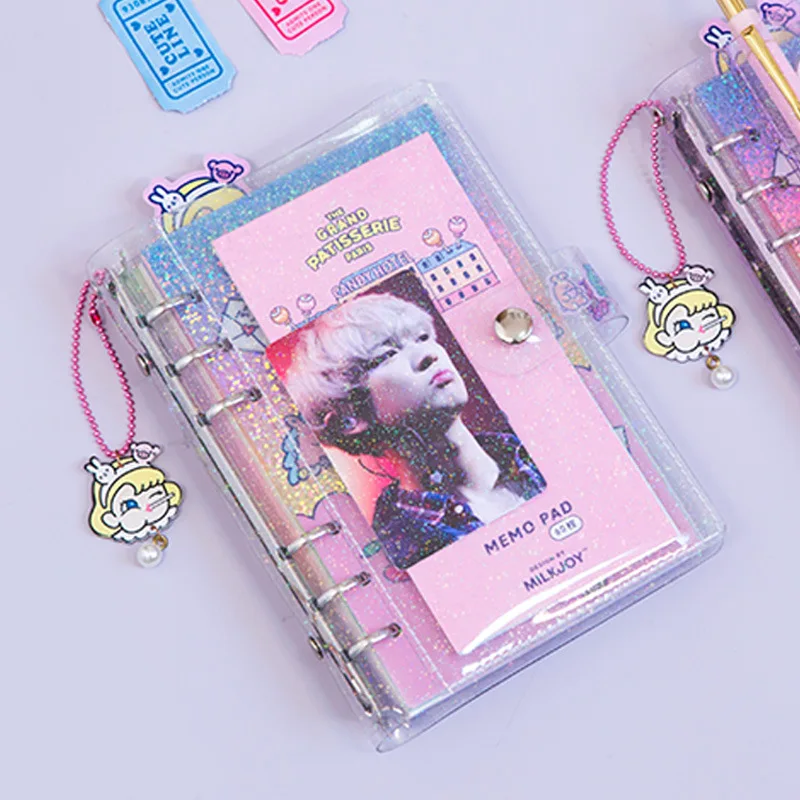 A6 Spiral Notebook Planner Organizer Dividers Agenda Weekly Personal Travel Diary Journal Laser Transparent Rainbow Note Books |