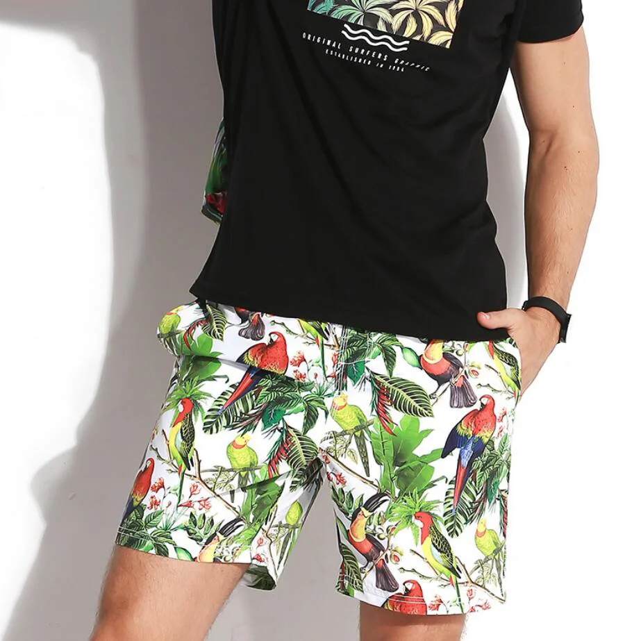 Мужские плавки с принтом птиц сетчатые внутренние женская одежда для плавания