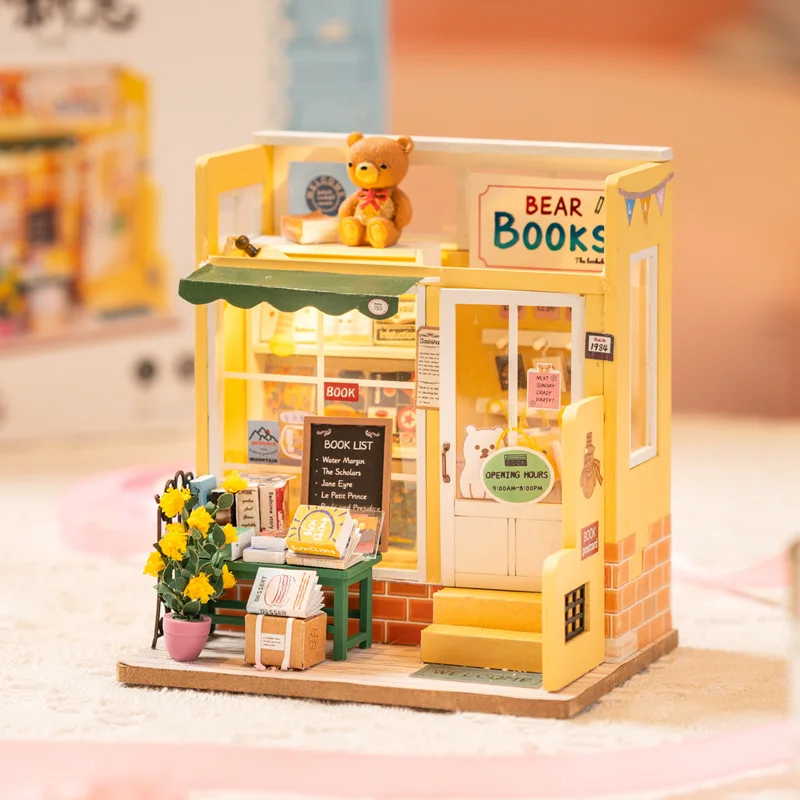 Robotime Rolife DIY книжный магазин кукольный дом с мебелью для детей миниатюрный домик