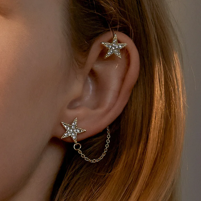 

1pc Sweet Bridal Earrings For Women Fashion Five-Pointed Star Earrings One-Piece Earrings Temperament Wedding Jewelry
