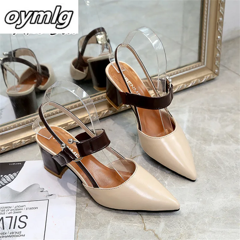 2020 весенние грубые сандалии с вырезами туфли лодочки закрытым носком на высоком