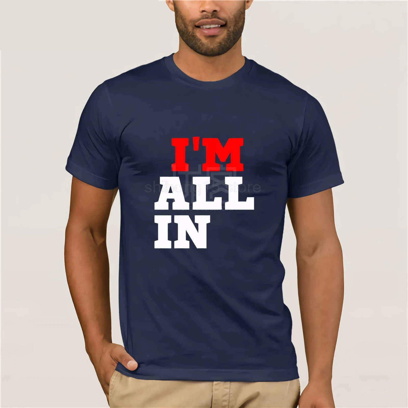 Хорошая футболка для парней, популярная футболка с надписью «I'm All In Funny offening Texas Hold Em Poker Cards» в Лас-Вегасе, обтягивающая футболка - Цвет: navy