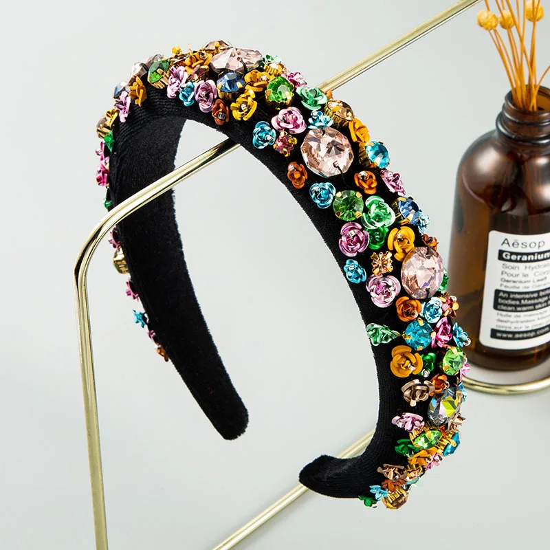 

Crystal Beads Flower Headbands Handmade Women Headdress Party Wedding Hair Accessories White Orange Black Fashion Hairbands