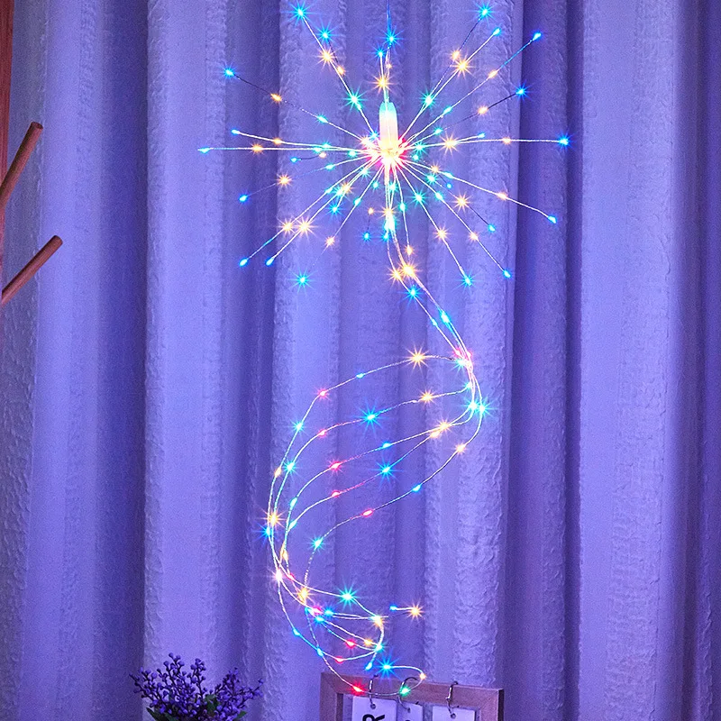 LED String Lights DIY Firework Stream Fairy Light 8 Modes Hanging Starburst Lamp Garland Festival Decoration Twinkle Lights