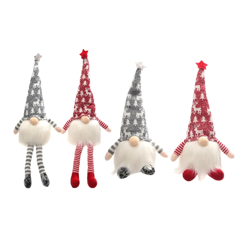 

2 Pcs Lighted Christmas Gnome Santa, Handmade Plush Scandinavian Swedish Tomte, Light Up Elf Toy Holiday Present