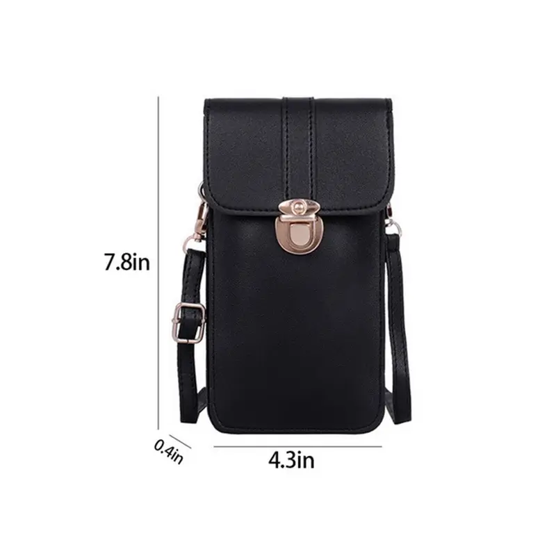 

Touch Screen Mobile Phone Purse Smartphone Wallet Leather Shoulder Strap Handbag Women Tactile Outdoor Waterproof Bag