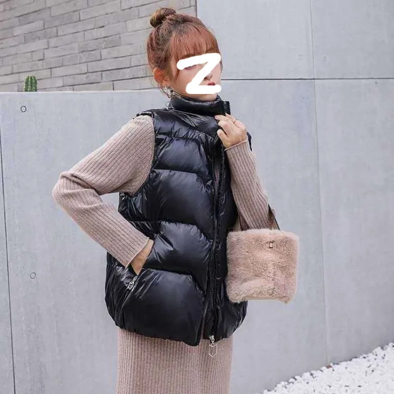 Cotton Vest Women's Autumn and Winter Windproof Lightweight Warm and Loose Versatile Stand Collar Vest Waistcoat Vest jacket