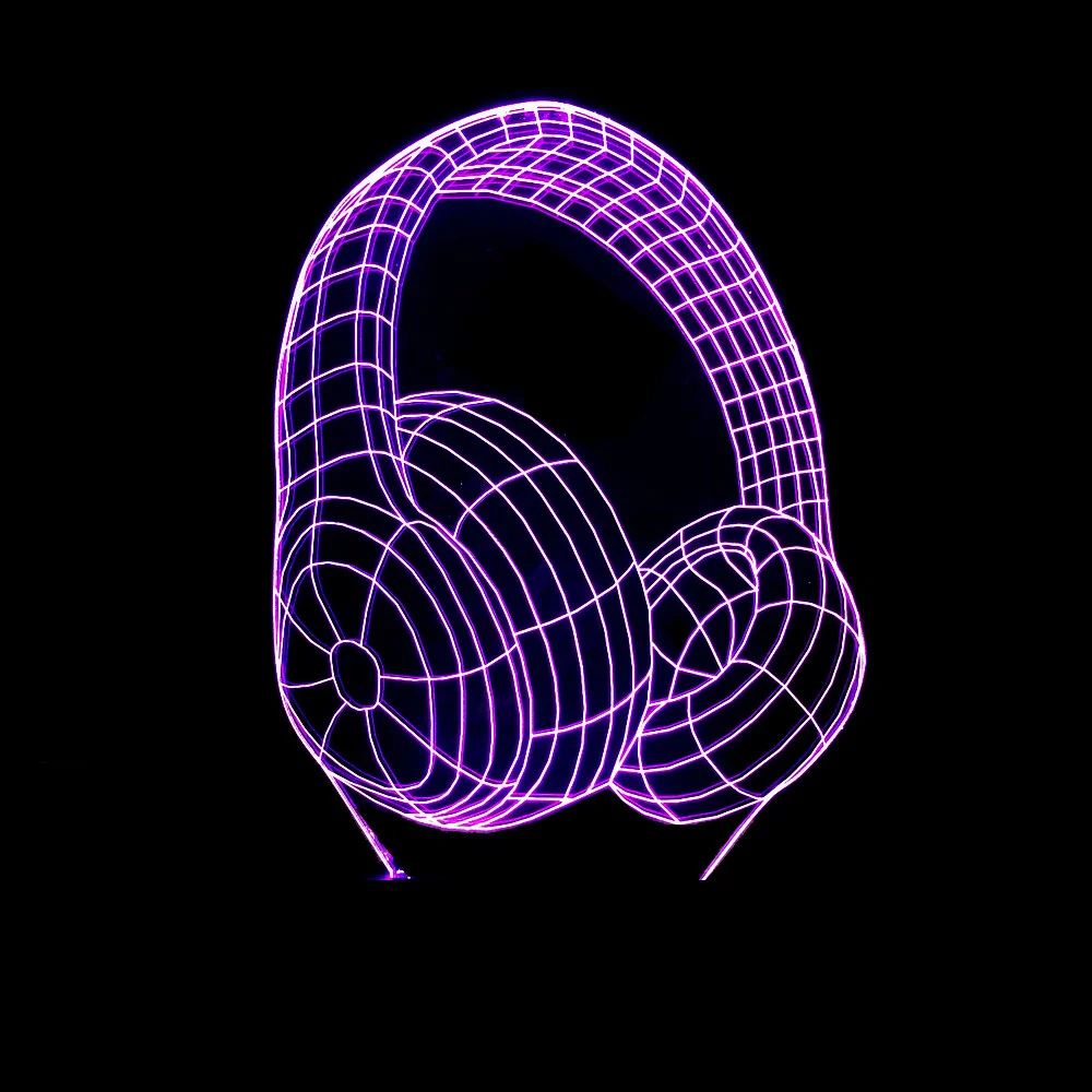 3D иллюзия Лампа в форме наушников USB сенсорный светодиодный оптический