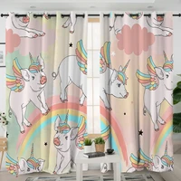 3d window curtains cortinas de dormitorio rainbow pig animals room home decor rideau de fenetre drapes cotinas rideau salon