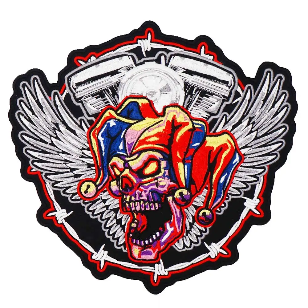 Большой клоун сердце череп крылья вышитые Панк байкерские нашивки Одежда