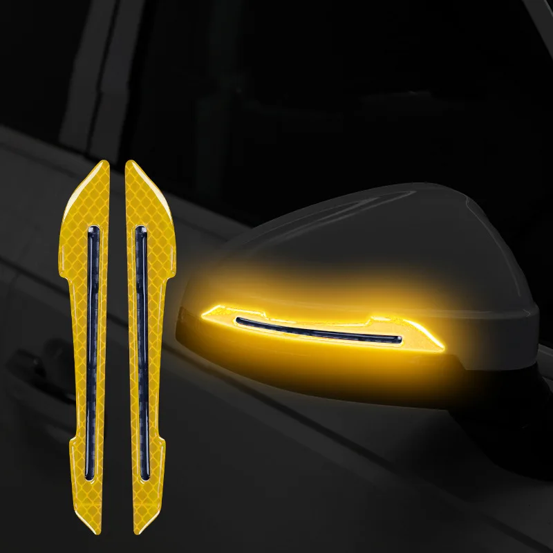 

2PCS Carbon Fiber Car rearview mirror Reflective Strips Car Paint Protector Auto Truck Motorcycle Safety Sticker Warning Sticker