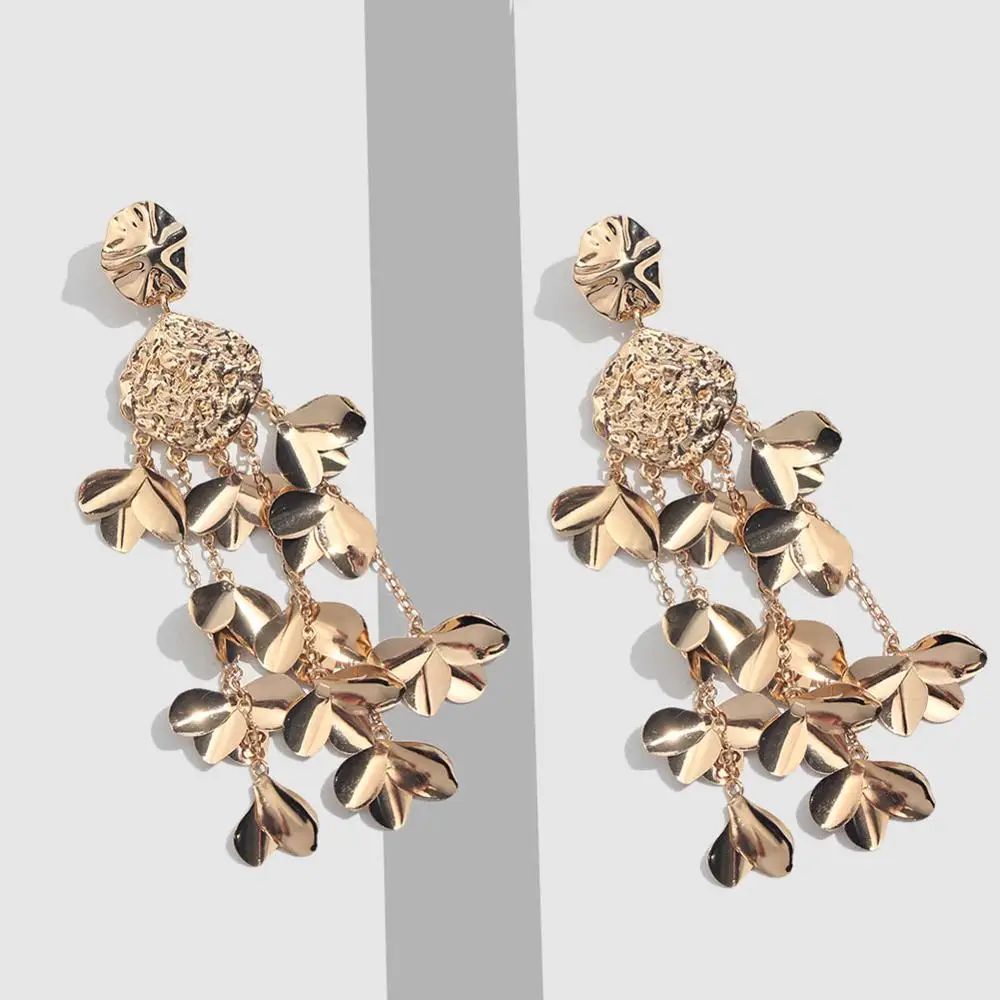 Женские длинные висячие серьги JUST FEEL винтажные металлические золотого цвета из