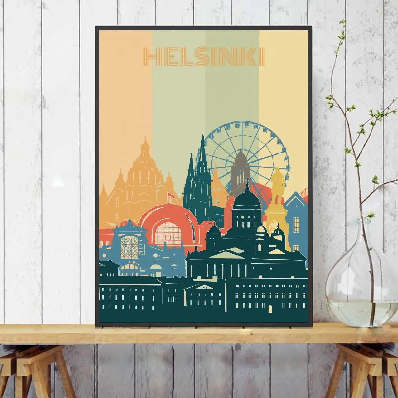 Хельсинки городской Ретро пейзаж холст искусство печать настенный плакат