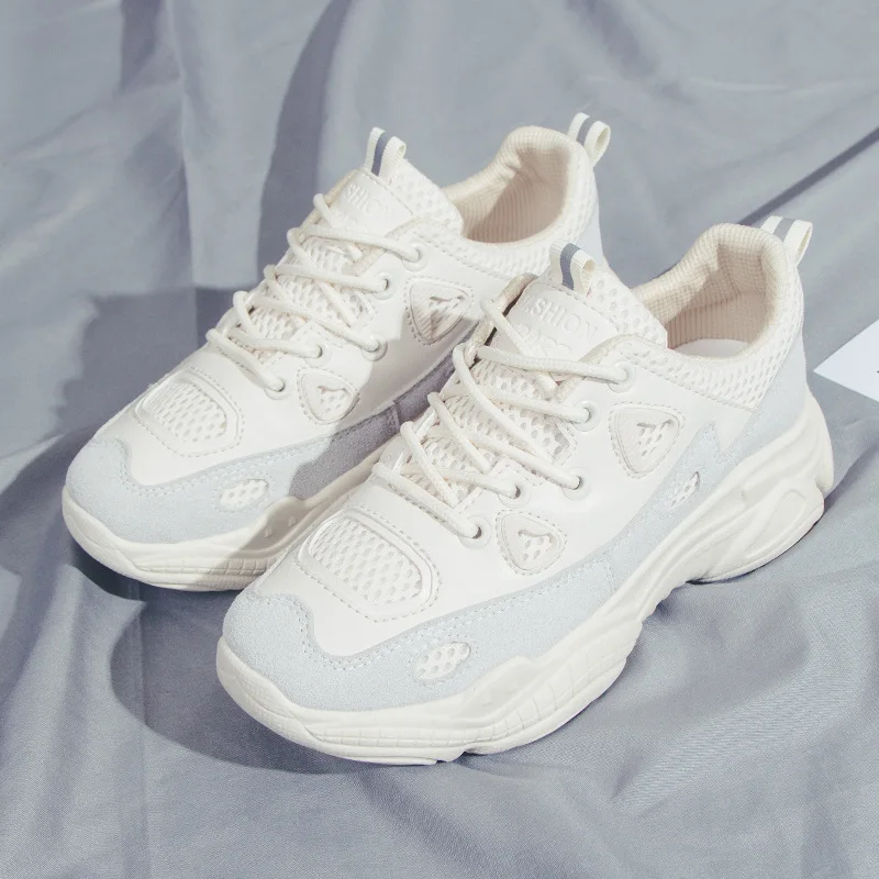 2019 Новые повседневные женские кроссовки дышащие сетчатые на платформе удобная