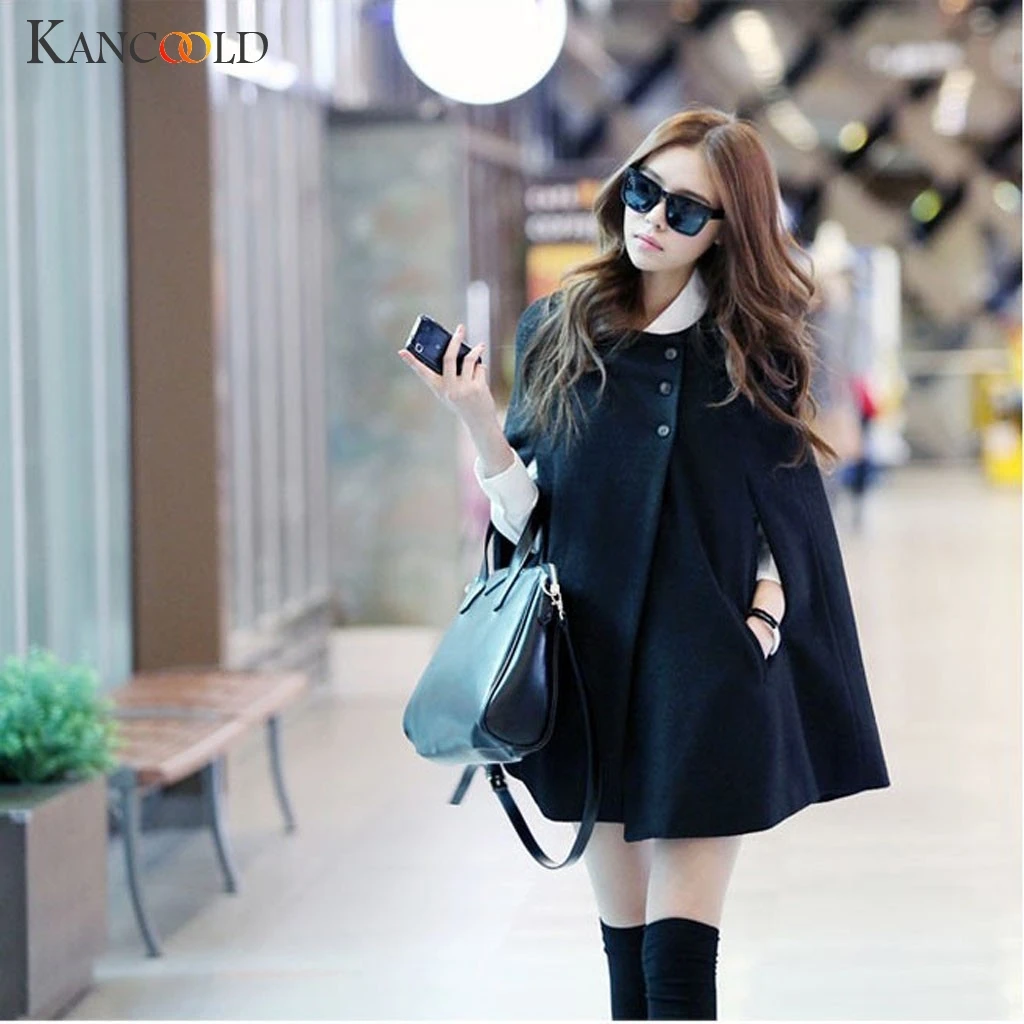KANCOOLD Женский Свободный плащ пальто осень и зима длинное шерстяное шаль без
