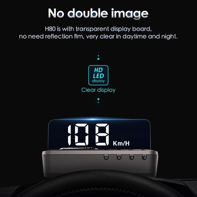 

Автомобильный дисплей HUD Mirror, проектор OBDII, измерительный прибор, превышение скорости, сигнал тревоги, отображение напряжения, температуры в...