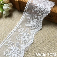 7cm wide luxury white mesh embroidered flowers guipure lace fringe ribbon garment wedding dress diy material sewing accessories