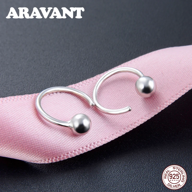 Silver 925 Jewelry Tiny Bead Hoop Earrings For Women Fashion Accessories | Украшения и аксессуары