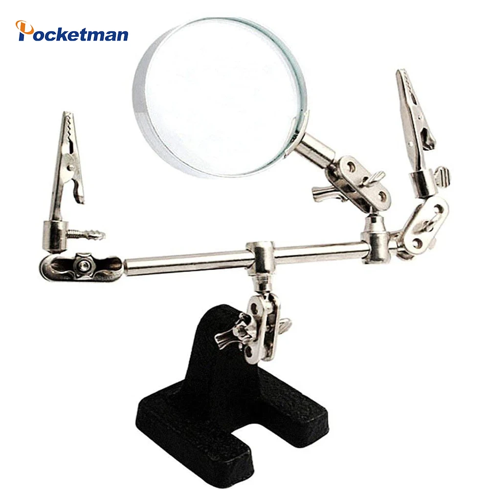 

Helping Hands Magnifier with Crocodile Clip Magnifying Glass Lens Soldering Iron Stand Welding for Soldering & Jewellery Making
